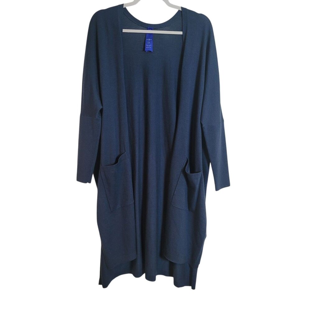 Kit‎ and Ace Long Open Cardigan Merino Wool Women's One Size S-XL Blue Oversized